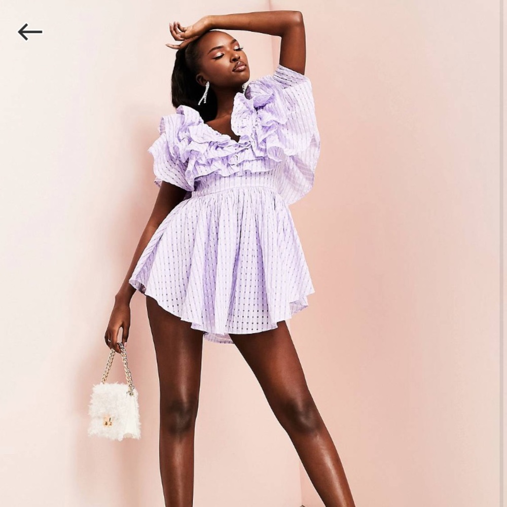 ASOS LUXE Gingham Ruffle Romper